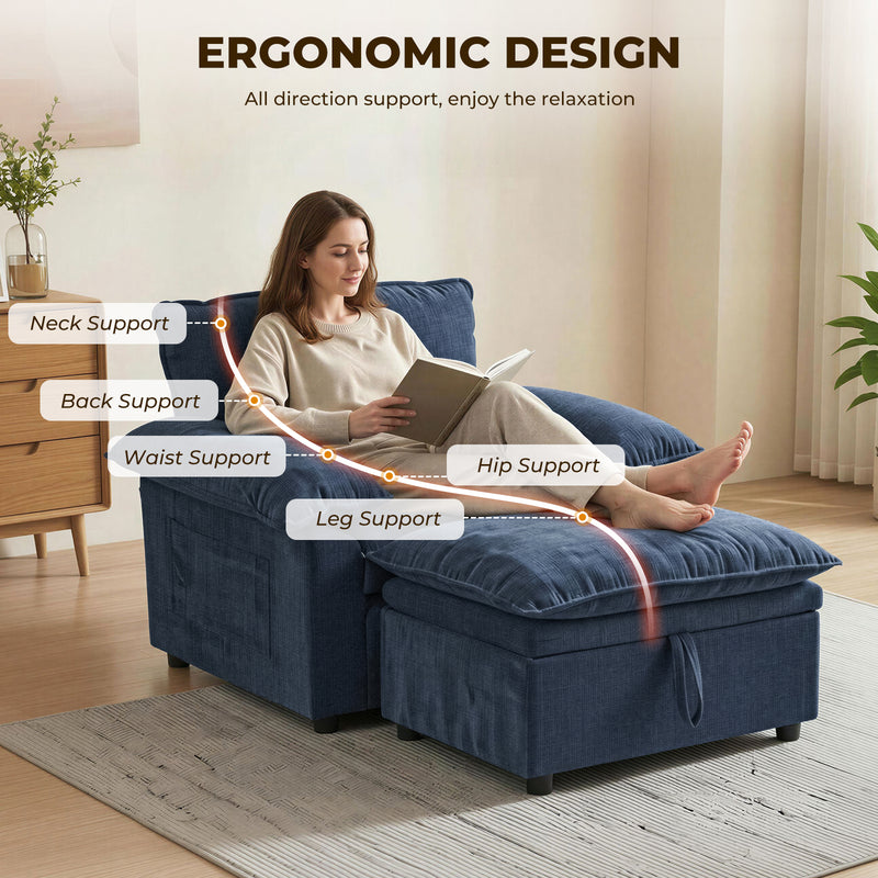 Oversized Accent Chair with Storage Ottoman