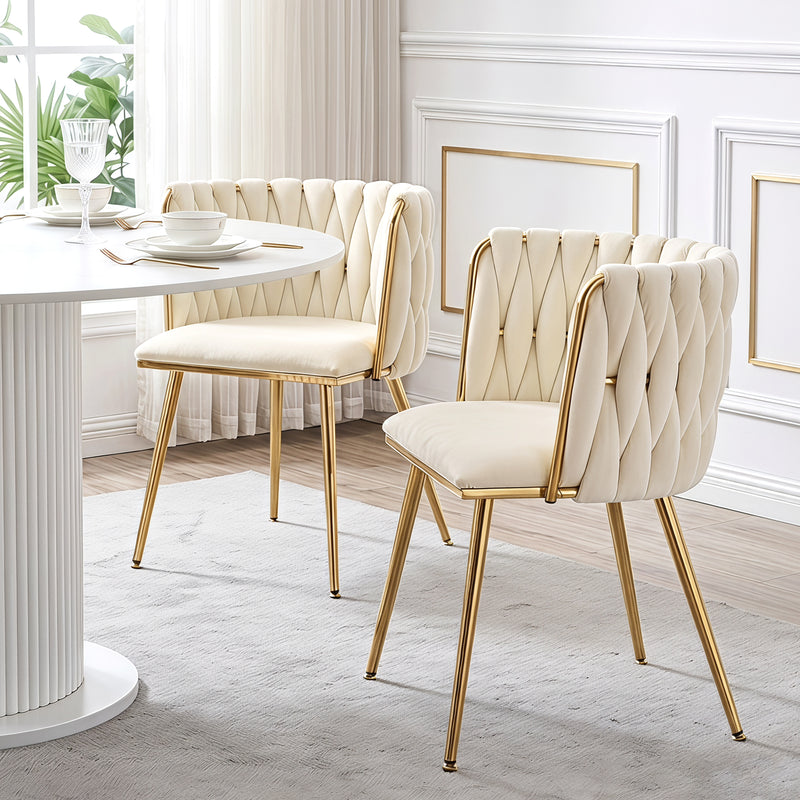 Velvet Woven Backrest Design Dining  Chairs Set Of 2
