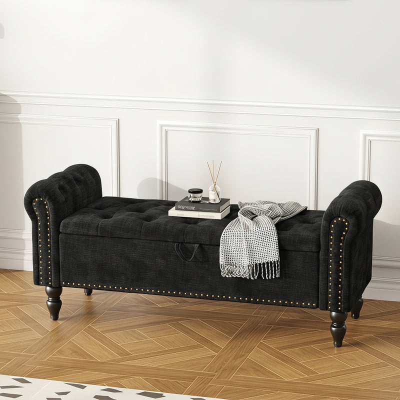 Button Tufted Storage Bedroom Bench
