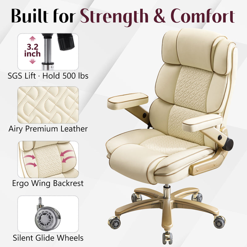 Heavy Duty Leather Ofifice Chair with 5D Armrests Comfortable Seat