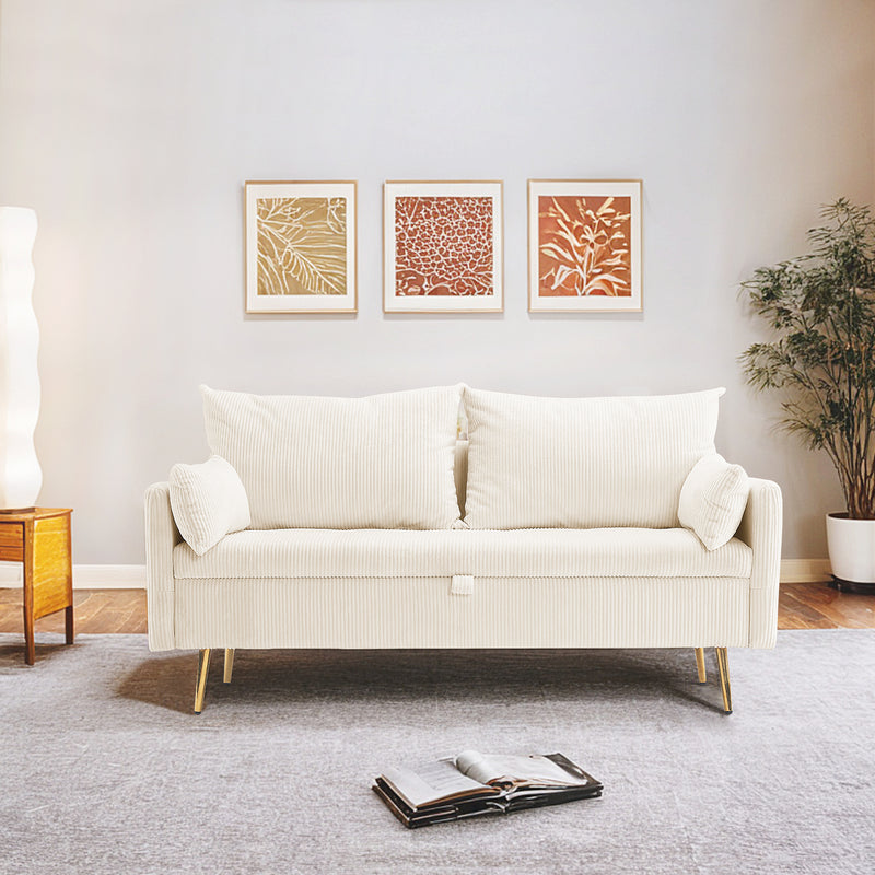Furniliving Corduroy Upholstered Loveseat With Storage