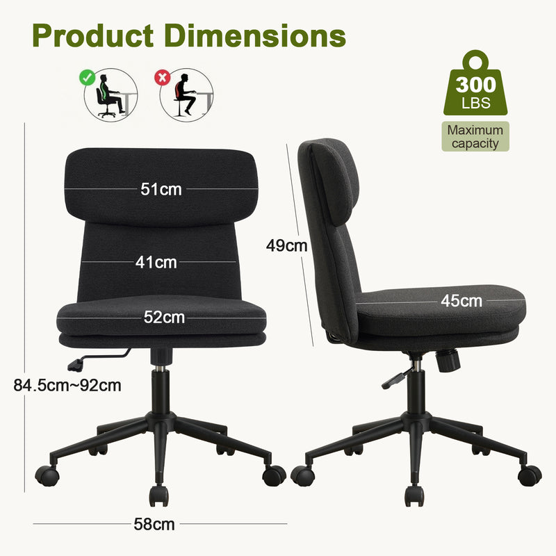 Armless Office Chair with Wheels