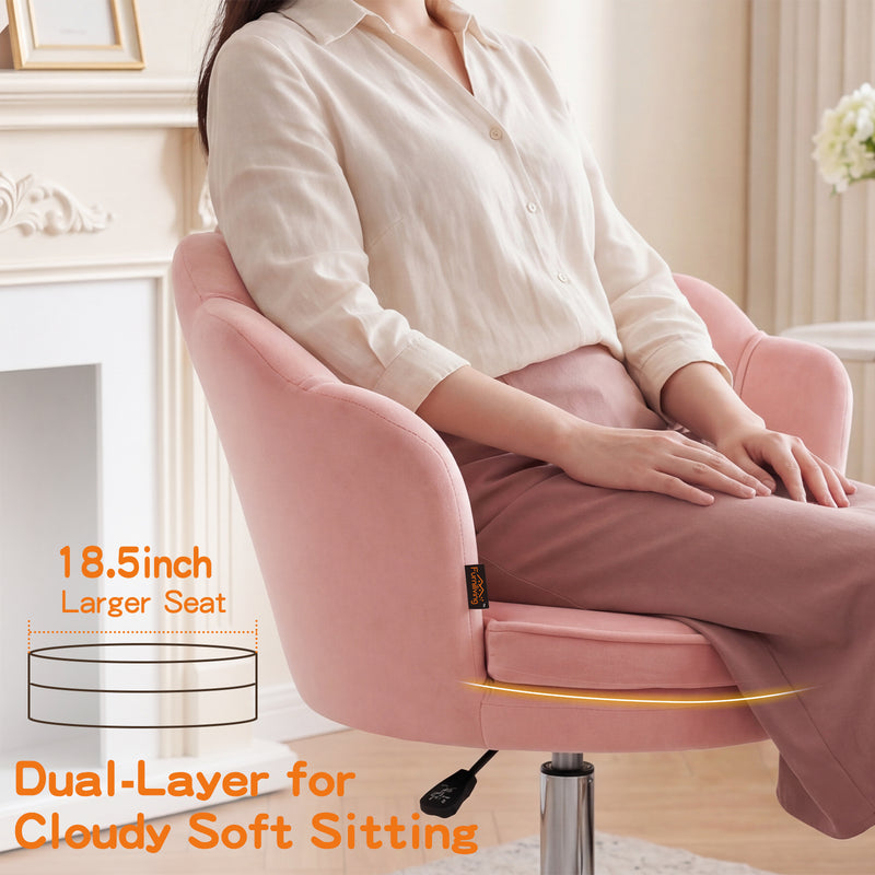 Swivel Makeup Chair with Ergonomic Lotus-Shaped Backrest