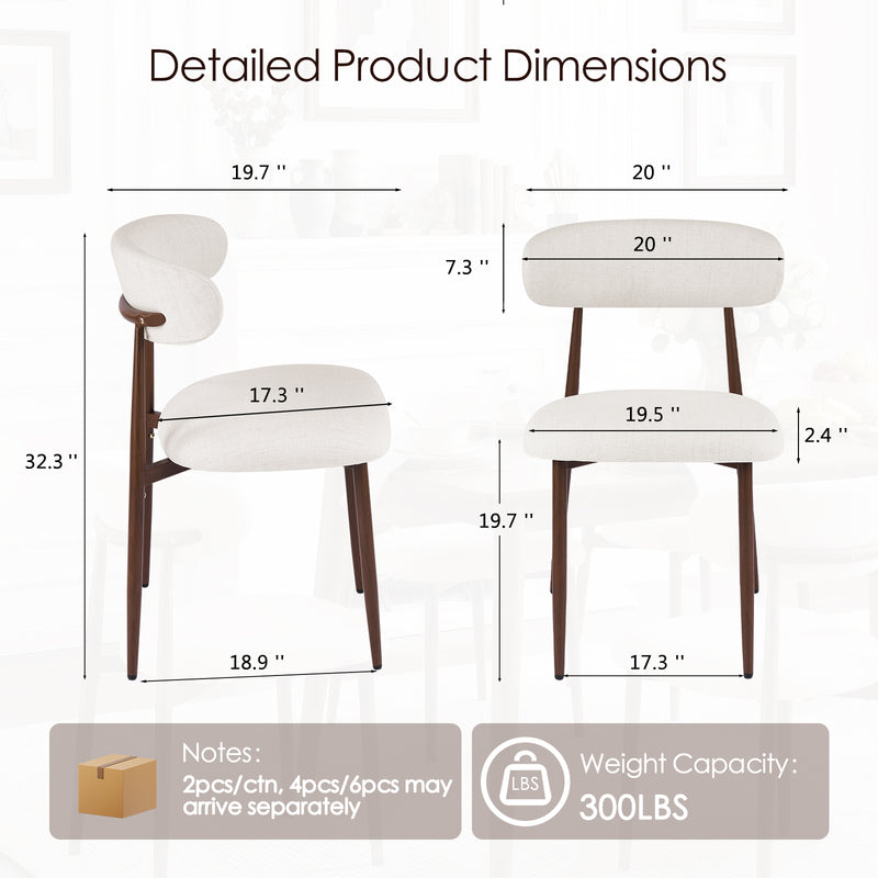 Modern Dining Chairs Set Of 2,Upholstered Kitchen Chairs With Walnut Grain Metal Legs