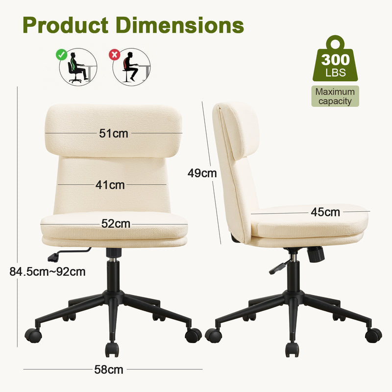 Armless Office Chair with Wheels