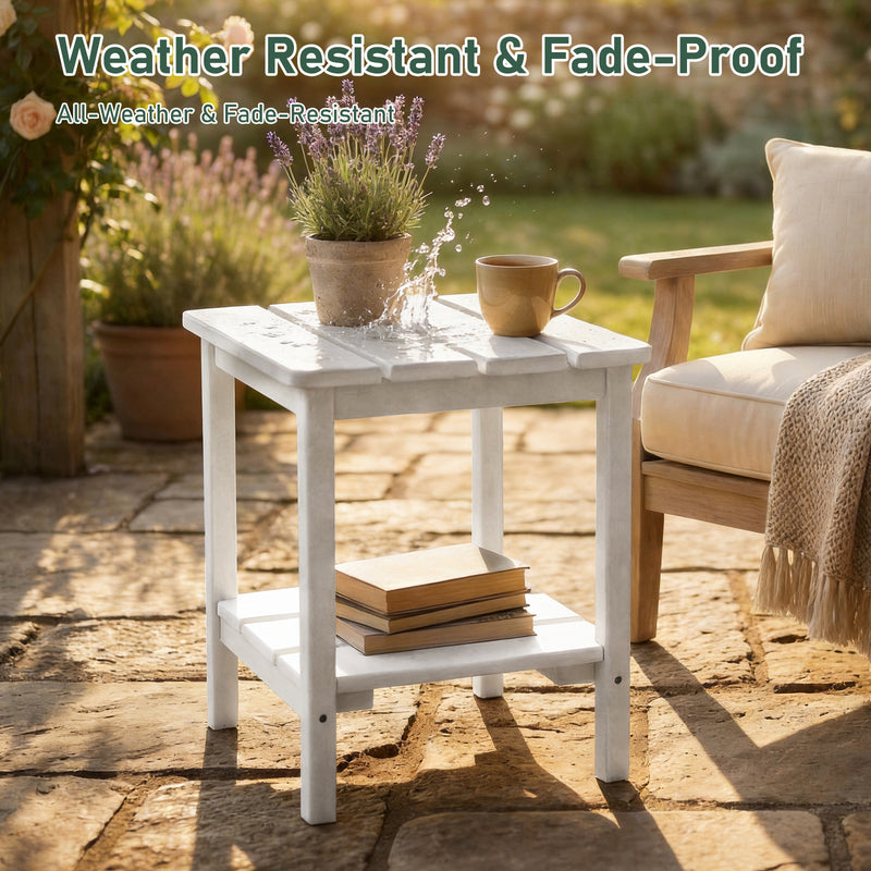 Furniliving 2-Layer Square Outdoor Side Table