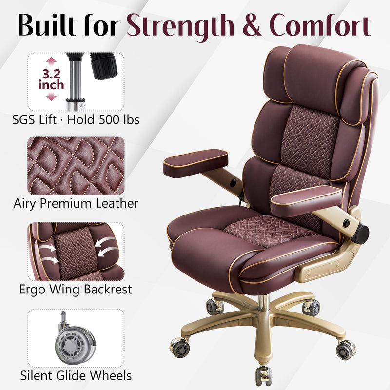 Heavy Duty Leather Ofifice Chair with 5D Armrests Comfortable Seat