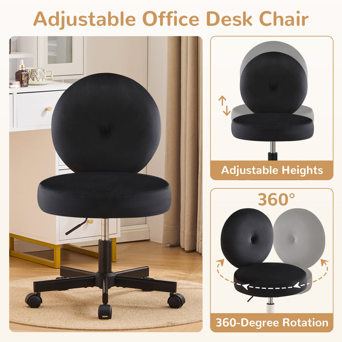 Velvet Vanity Chair with Casters