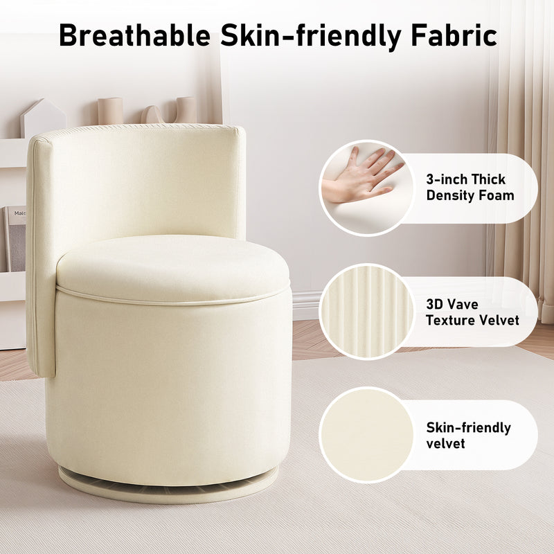 360° Swivel Accent Chair,Velvet Vanity With Storage