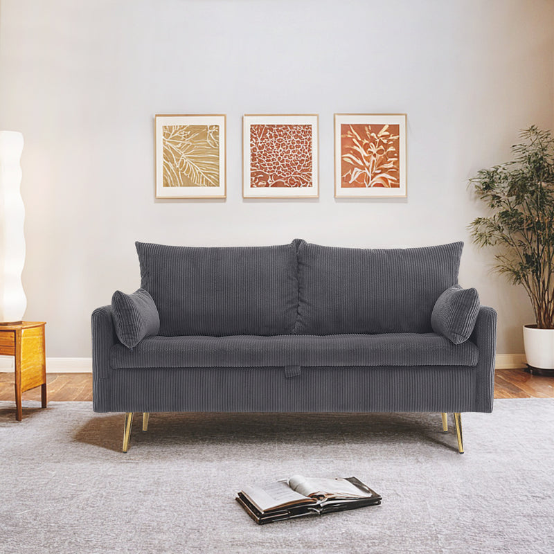 Furniliving Corduroy Upholstered Loveseat With Storage