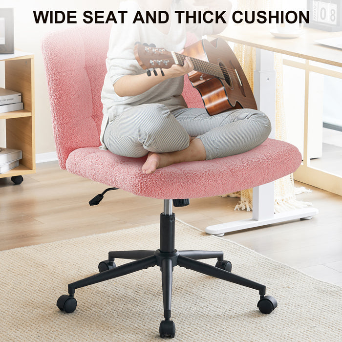 Keavey PU Leather Swivel Home Office Chair White