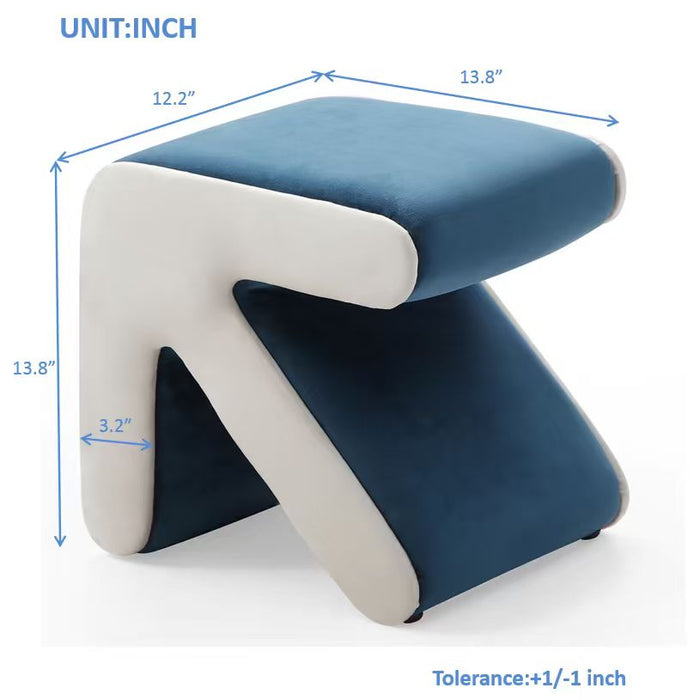 Furniliving Modern Creative Upholstered Velvet Sofa Stool Kids Stool Footstool Ottoman Arrow Design Handicraft Decoration for Living Room Bedroom