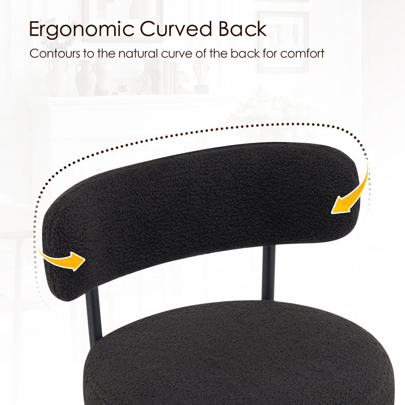 38’’ Upholstered Bar Chairs With Curved Backrest Set Of 2