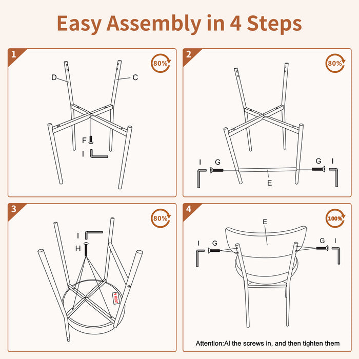 Furnilivng 24'' Bar Stools Set of 2, Modern Boucle Fabric Counter Height Bar Stools with Mid Back, Metal Frame with Upholstered for Kitchen Island, Bar, Dining Room