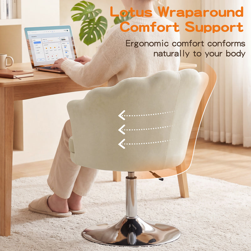 Swivel Makeup Chair with Ergonomic Lotus-Shaped Backrest