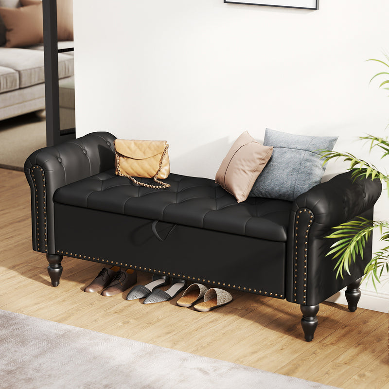 Zakhar Button Tufted Storage Bedroom Bench