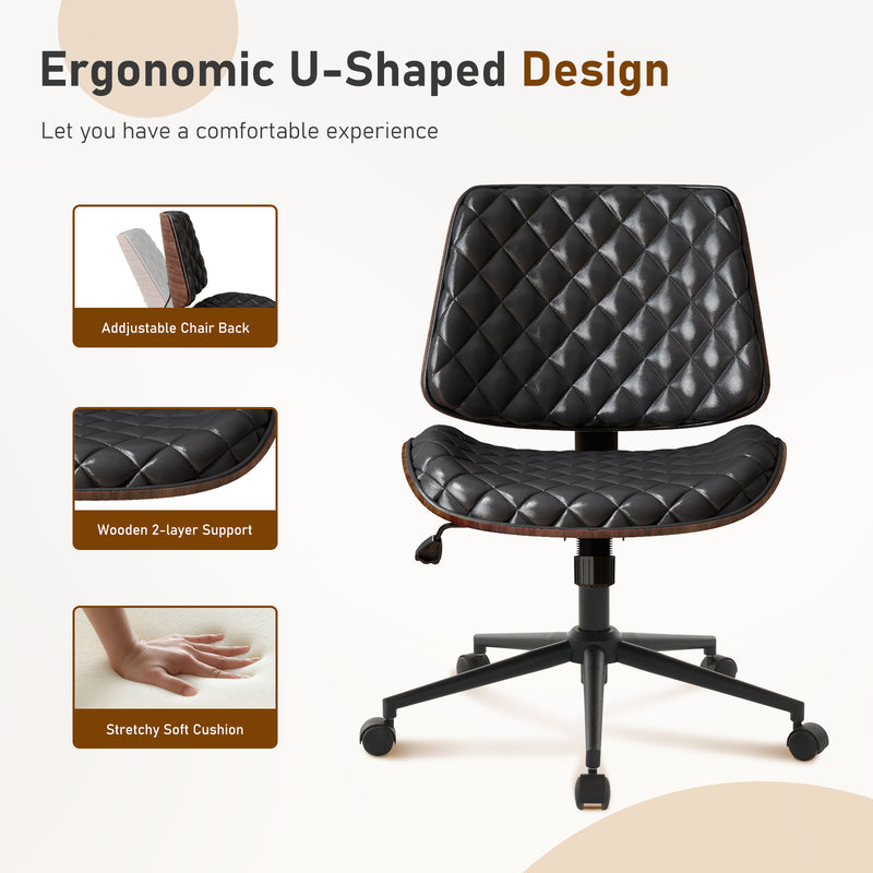 Armless Small Desk Chair with Wheels