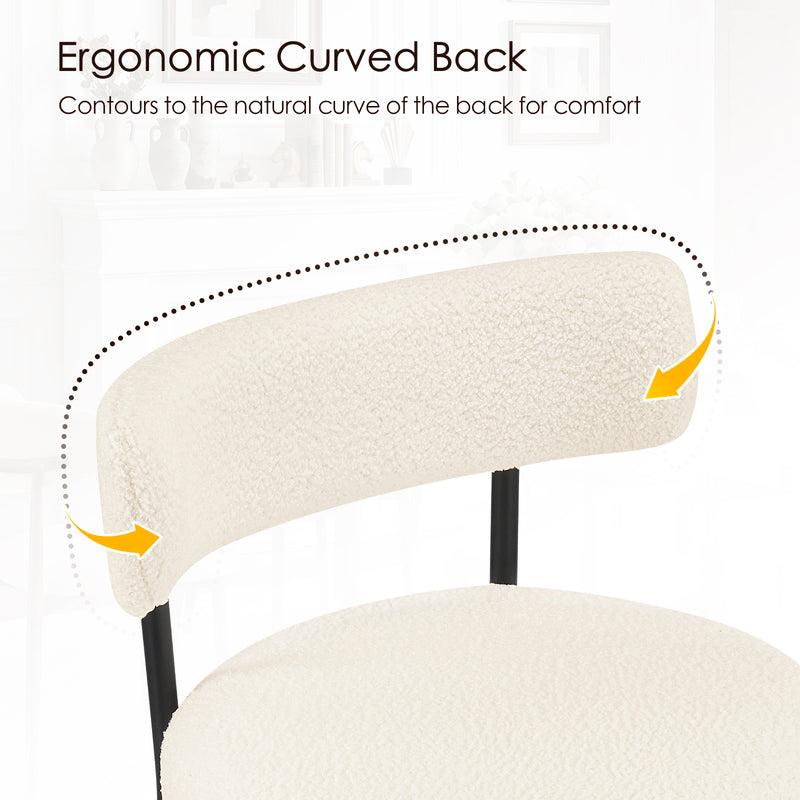38’’ Upholstered Bar Chairs With Curved Backrest Set Of 2