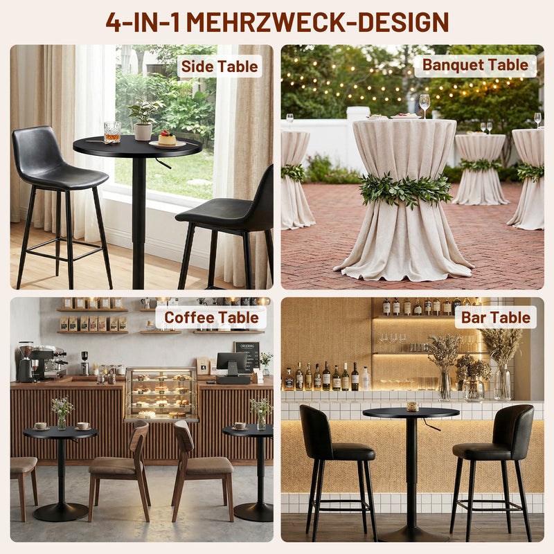 Furniliving Modern Round Side Table Adjustable Height Bar Table