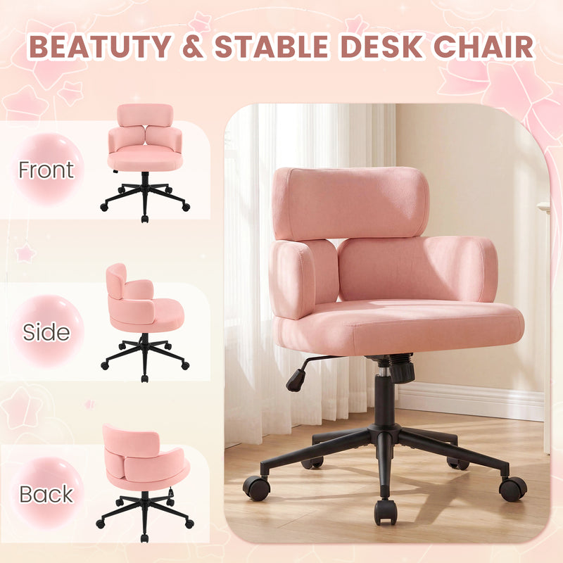 Swivel Accent Dining Chair ，Upholstered Vanity Chair With Arms