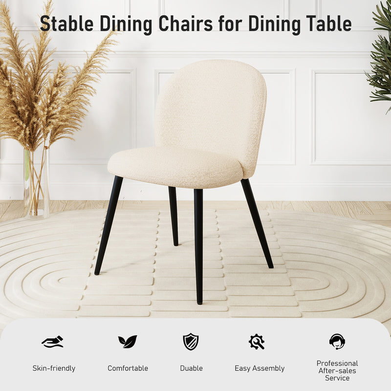 2-PCS Modern Chenille Dining Chairs Comfortable Armless Chairs With Mid Backrest