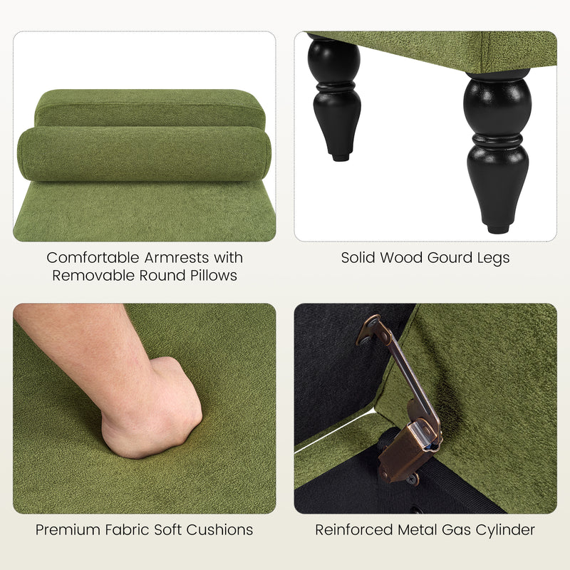 45.7’’ Linen Storage Ottoman Bench With Round Cushion