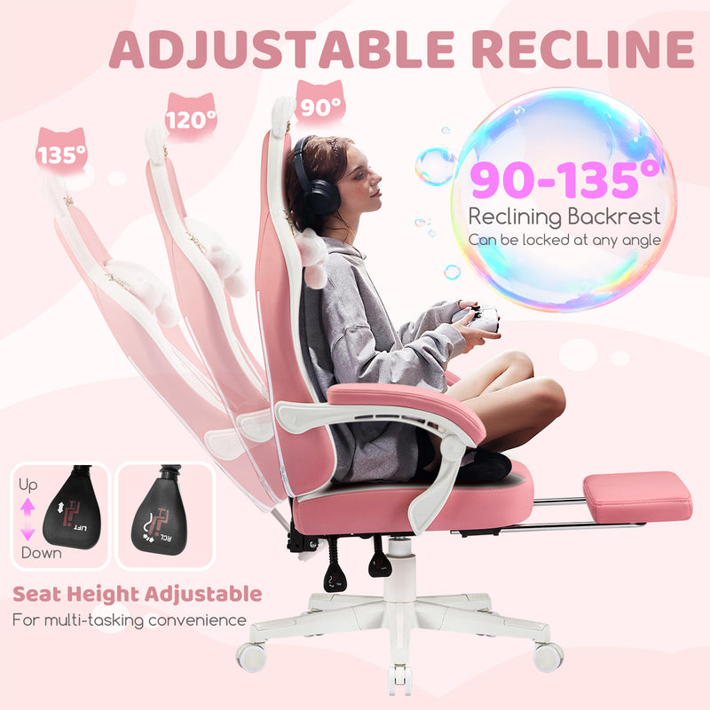 Comfy Girly Video Game Chair With Cat Ears