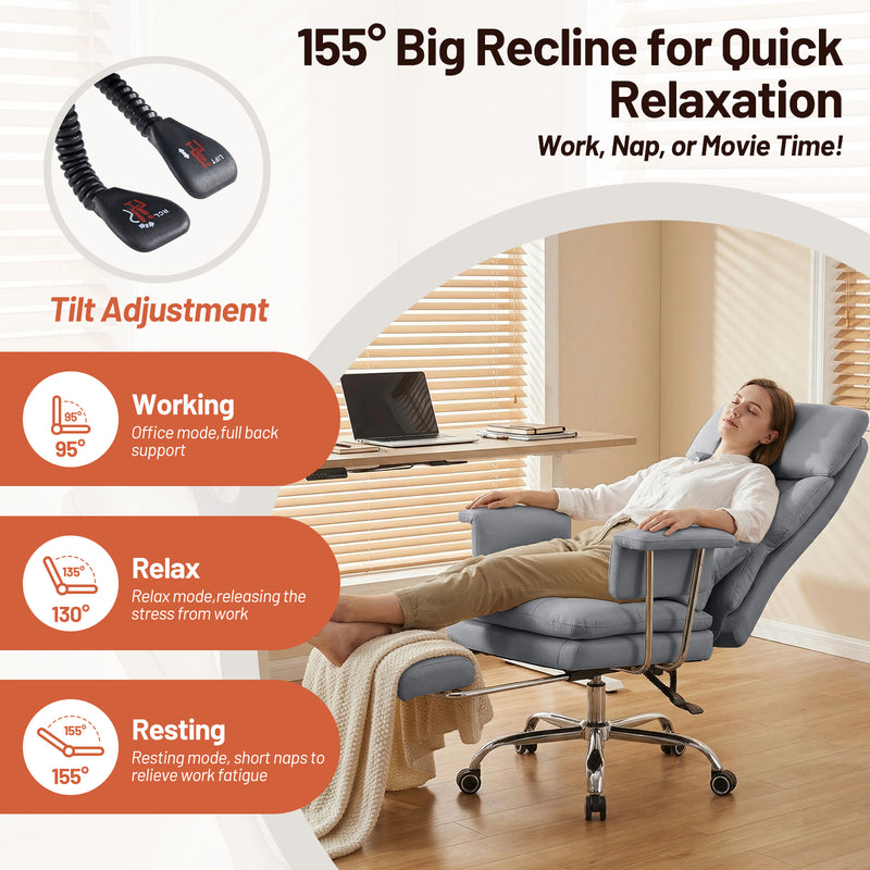 PU Leather High Back Executive Office Chair with Adjustable Lumbar Support