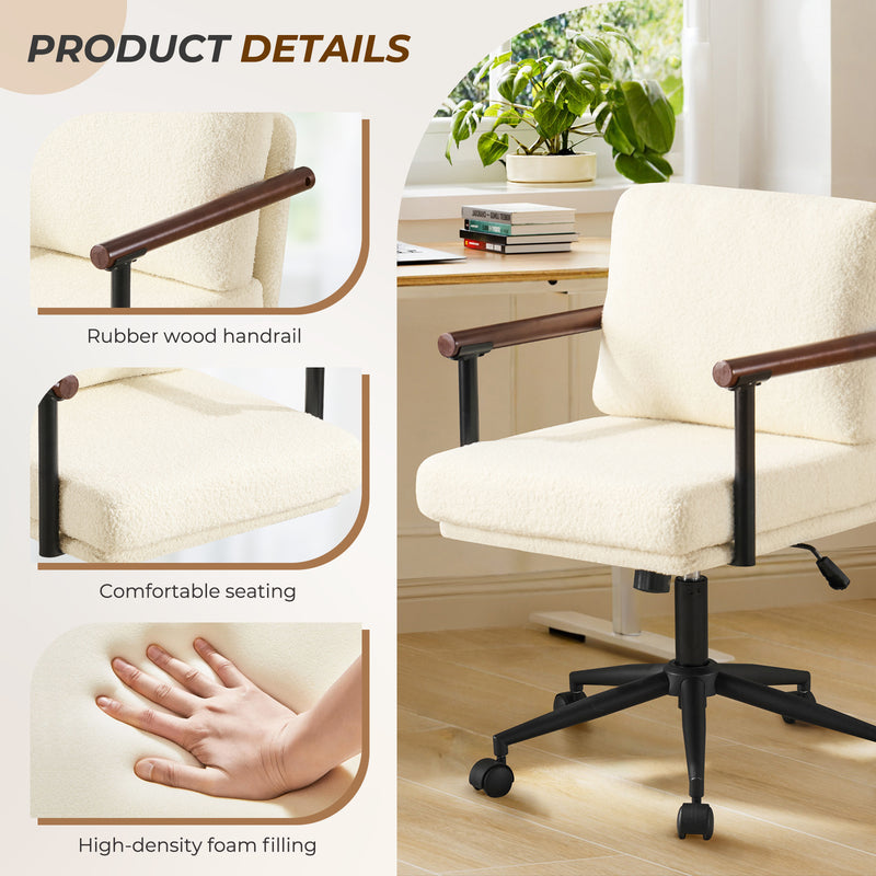Home Office Desk Chair With Swivel,Adjustable Arm Chair With Mid Backrest