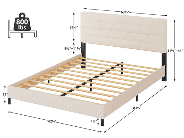 Furniliving Leonard Contemporary Modern Upholstered Platform Bed