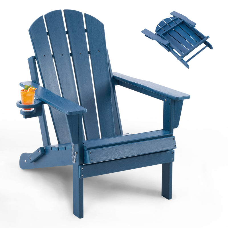 Folding Adirondack Chairs Set of 2, Outdoor HDPE Patio Chairs