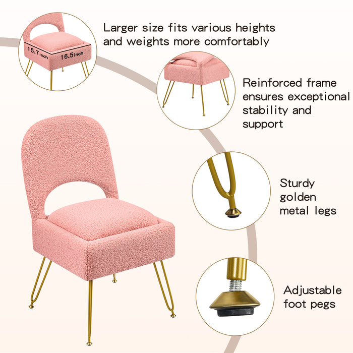 Furniliving Vanity Chair With Storage,Storage Make Up Chair With Folding Backrest