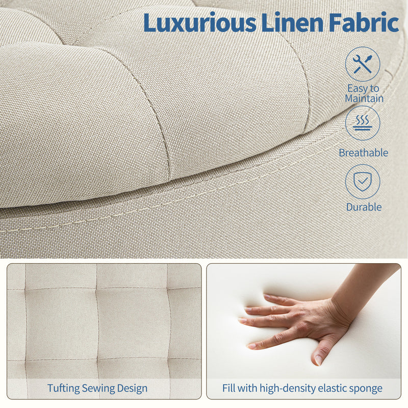 Modern Round Storage Ottoman with Removable Lid &wheels