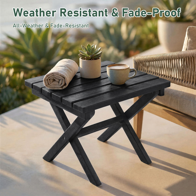 Furniliving 18'' Foldable Square Outdoor Coffee Table ,HDPE  All-Weather Waterproof Camping Table