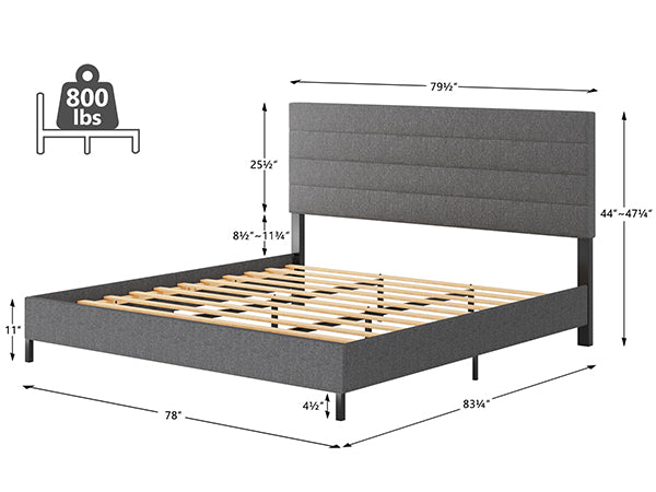 Furniliving Leonard Contemporary Modern Upholstered Platform Bed