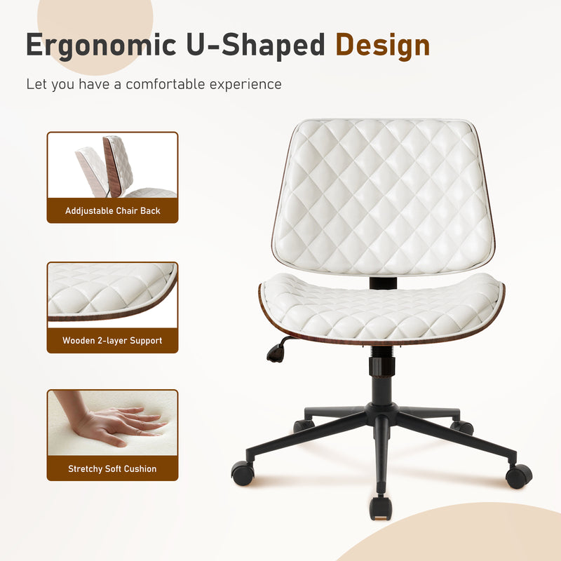 Armless Small Desk Chair with Wheels