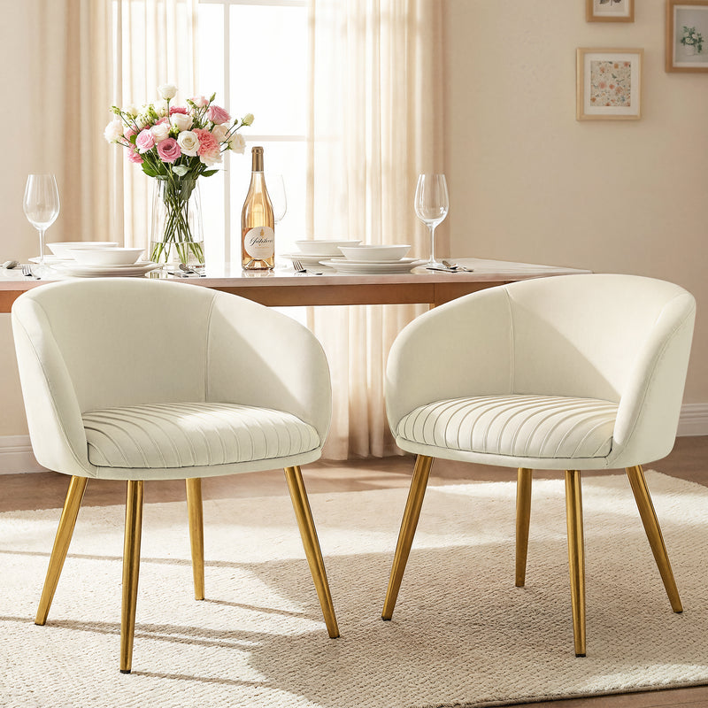 Makeup Vanity Chair Velevt Upholstered Side Chair with Metal Legs