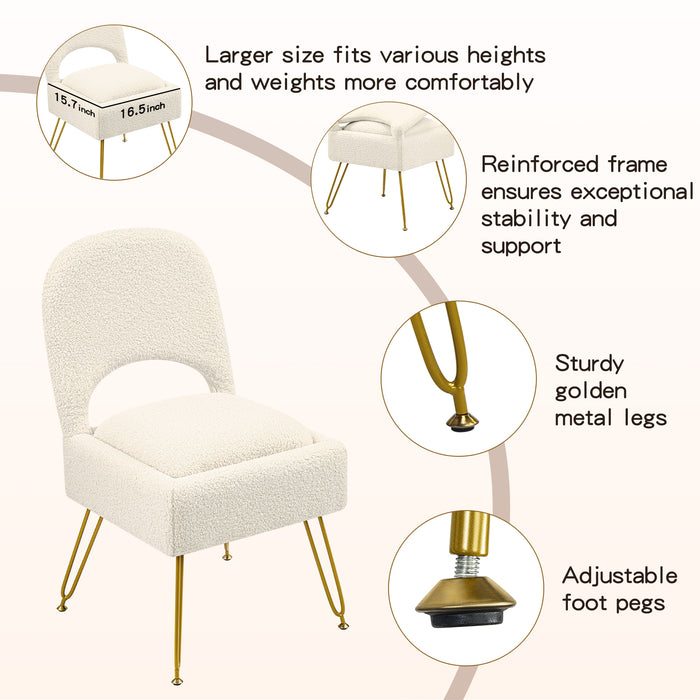 Furniliving Vanity Chair With Storage,Storage Make Up Chair With Folding Backrest