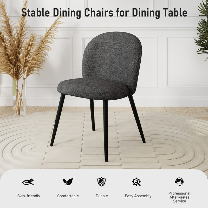 2-PCS Modern Chenille Dining Chairs Comfortable Armless Chairs With Mid Backrest