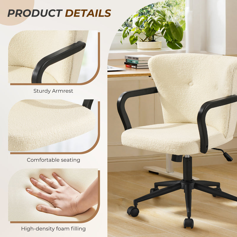 Home Office Desk Chair With Swivel,Adjustable Arm Chair With Mid Backrest