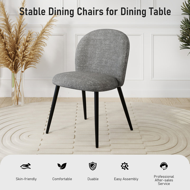 2-PCS Modern Chenille Dining Chairs Comfortable Armless Chairs With Mid Backrest