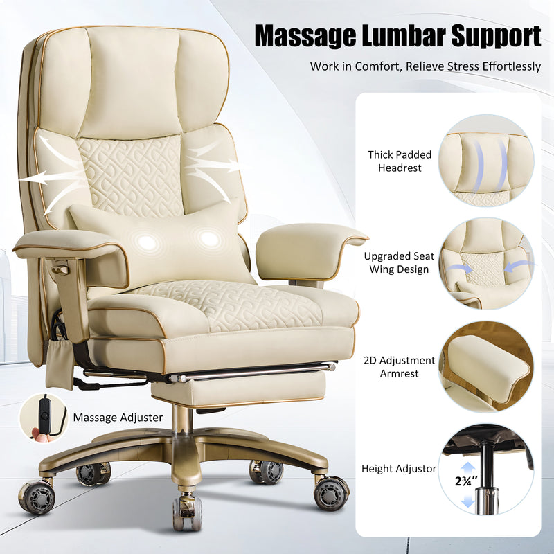 Furniliving Modern Big Tall Executive Office Chair Pu Leather Office Desk Chair With Footrest