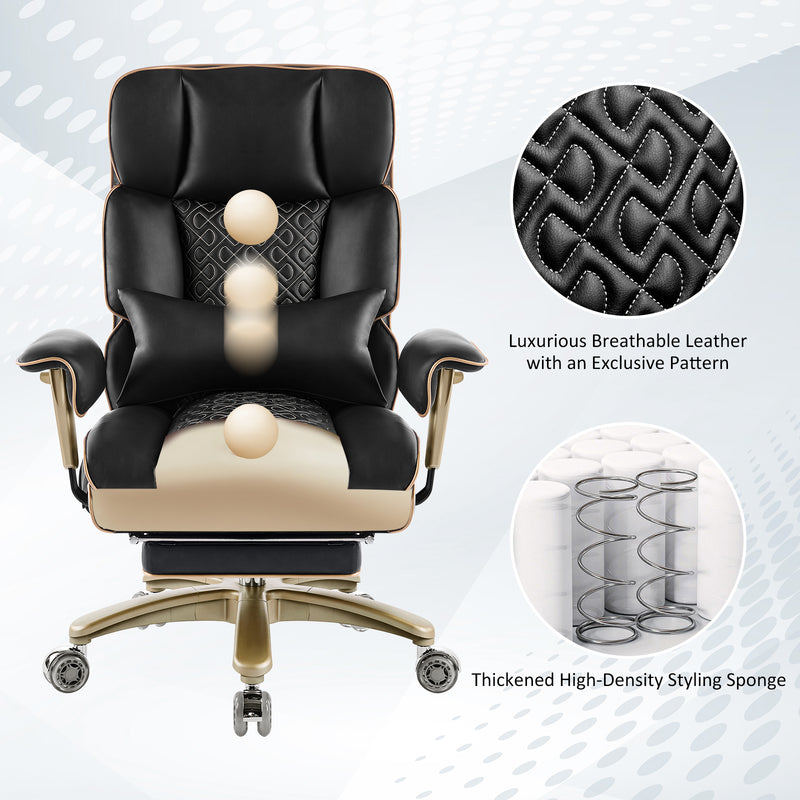 Furniliving Modern Big Tall Executive Office Chair Pu Leather Office Desk Chair With Footrest