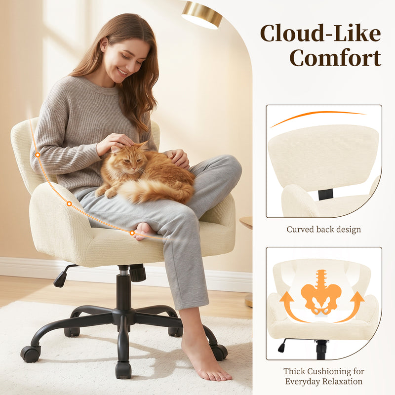 Adjustable Swivel Chenille Home Office Chair with Wrap-Around Armrests