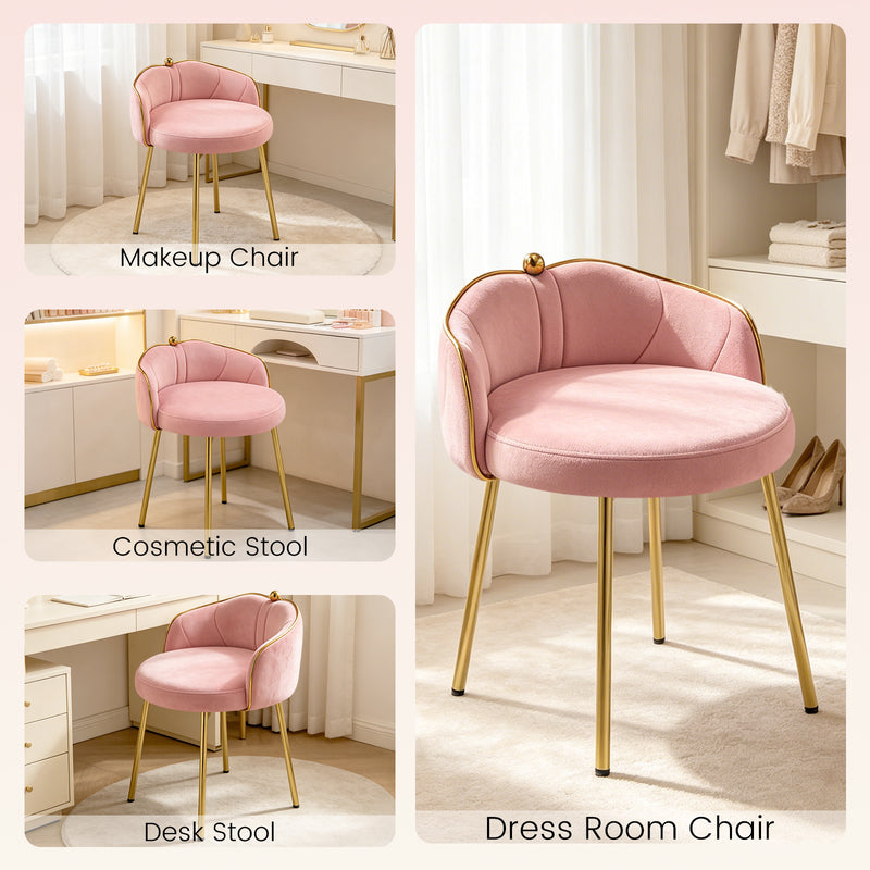 Furniliving Cute Vanity Chair With Golden Legs