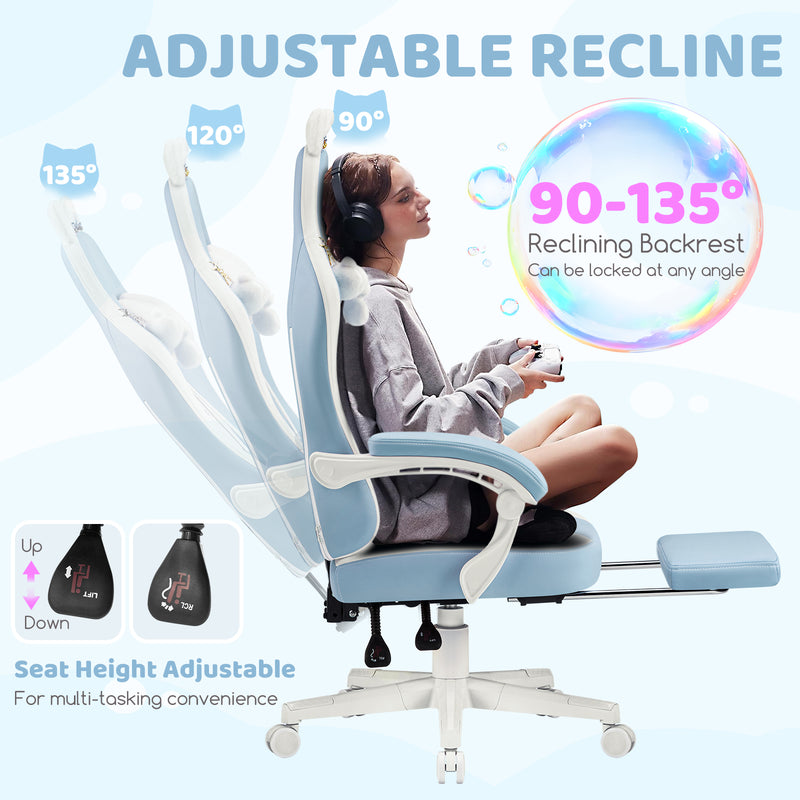 Comfy Girly Video Game Chair With Cat Ears