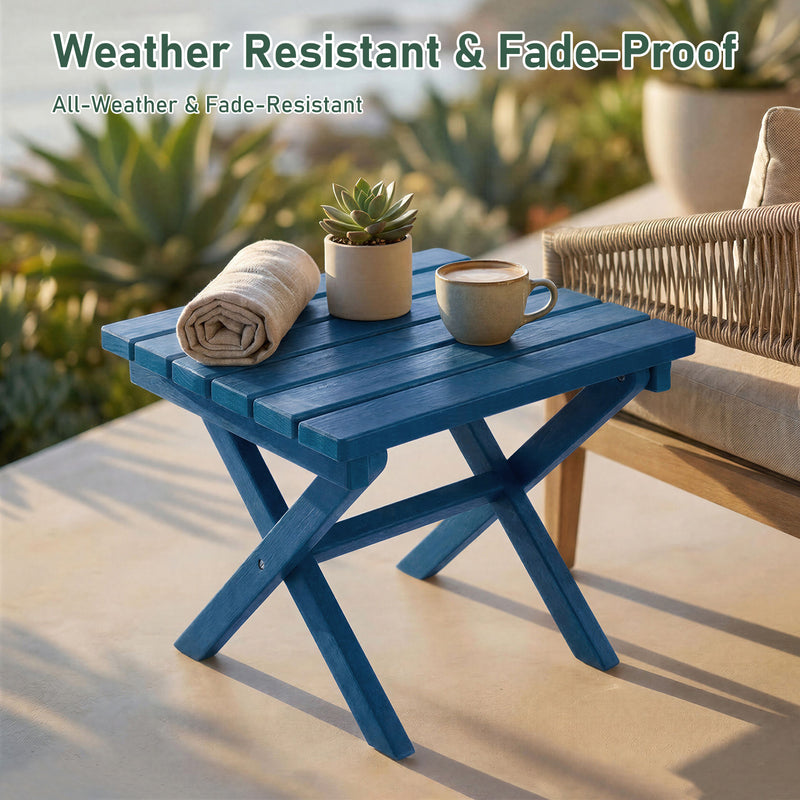 Furniliving 18'' Foldable Square Outdoor Coffee Table ,HDPE  All-Weather Waterproof Camping Table