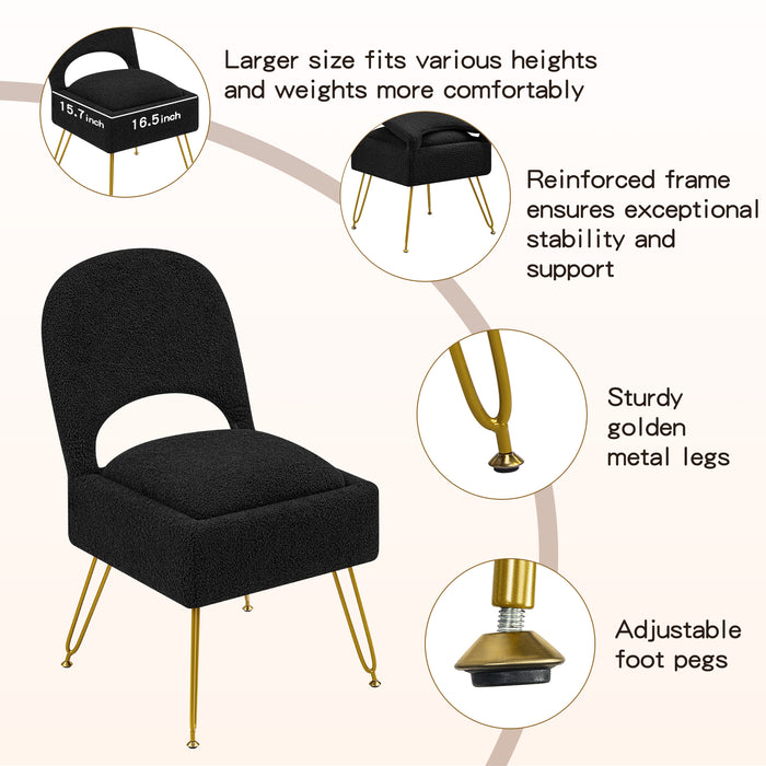 Furniliving Vanity Chair With Storage,Storage Make Up Chair With Folding Backrest