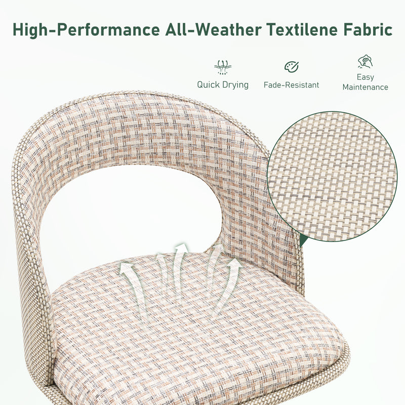 Adjustable Outdoor HDPE Bar Stools Set of 2, Waterproof Textilene Swivel Patio Bar Chairs