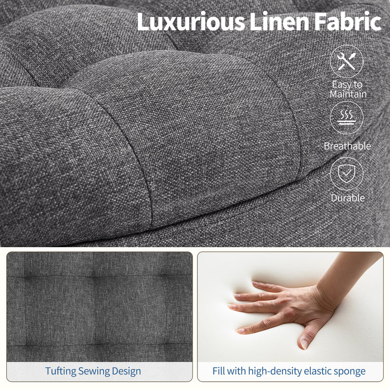 Linen Upholstered Storage Ottoman